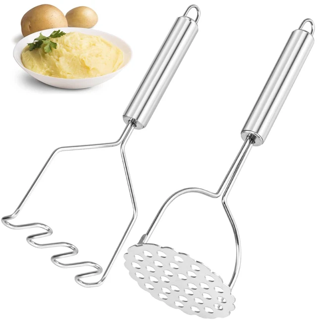 Main image of 2 Pcs Potato Smasher, Mashed Potato Masher, Stainless Steel Masher Kitchen Tool for Avocado, Bean, Fruit, Vegetables, Food