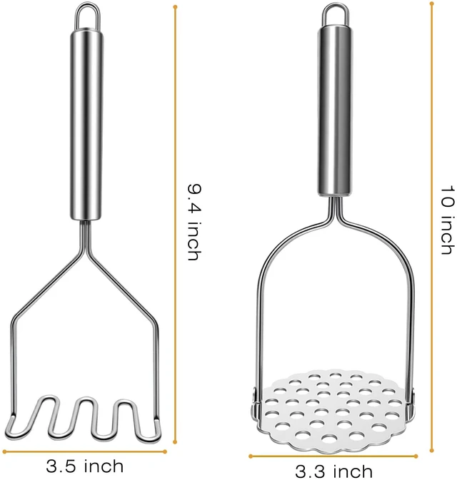 Alt view image 3 of 7 - 2 Pcs Potato Smasher, Mashed Potato Masher, Stainless Steel Masher Kitchen Tool for Avocado, Bean, Fruit, Vegetables, Food