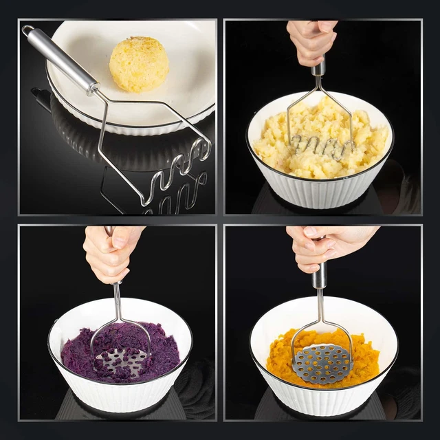 Alt view image 7 of 7 - 2 Pcs Potato Smasher, Mashed Potato Masher, Stainless Steel Masher Kitchen Tool for Avocado, Bean, Fruit, Vegetables, Food