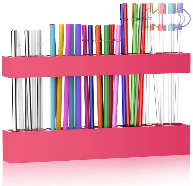 Main image of 9.5 Large Acrylic Straw Holder for Cabinet Door, Hot Pink