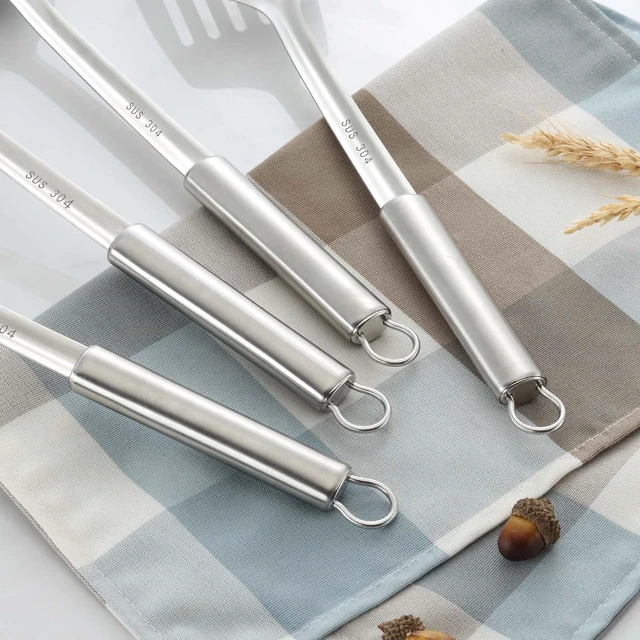Alt view image 4 of 7 - Pleafind 2-Pcs Solid & Slotted Spatula Set, 304 Stainless Steel Spatula, Metal Spatulas, Wok Utensils, Cooking Utensils, Wok Spatulas for Home, Kitchen and Restaurant, Dishwasher Safe