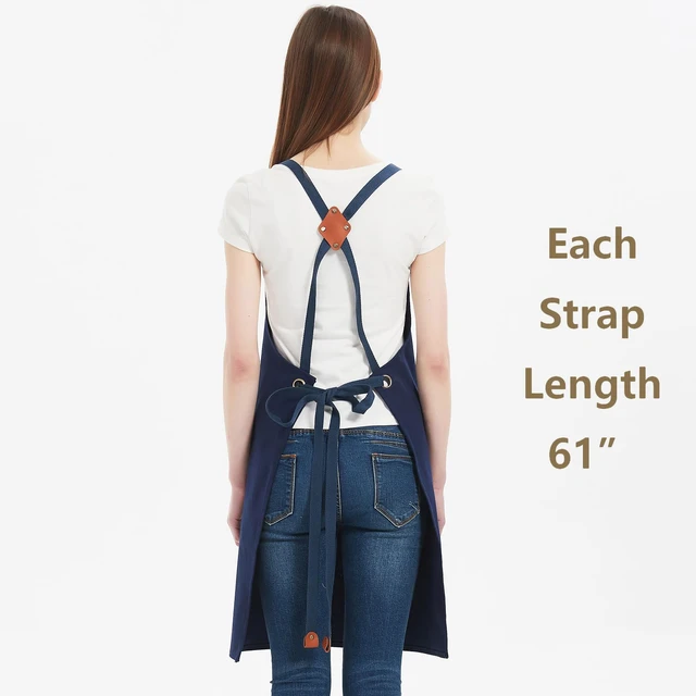 Alt view image 4 of 7 - AFUN Chef Aprons for Women Men with Oversized Pockets, 12-Ounce Cotton Canvas Cross Back Water Repellent Apron (Dark Blue)