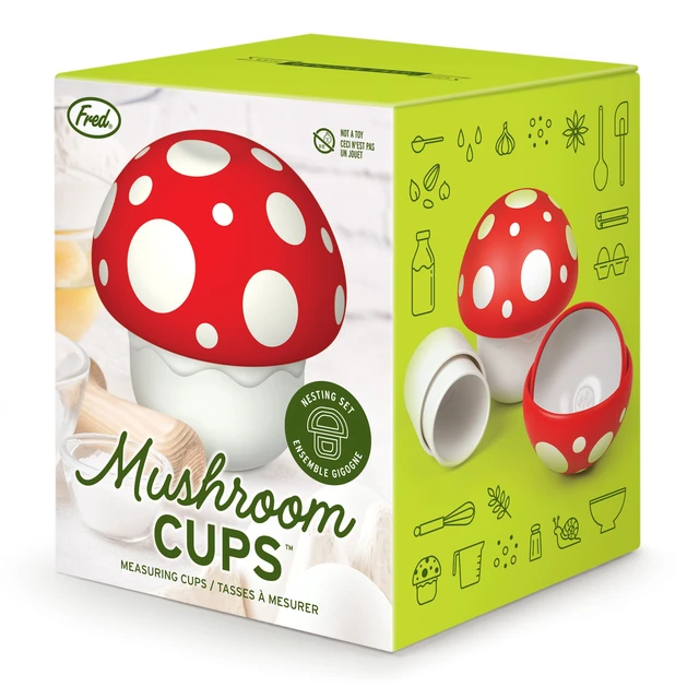 Alt view image 7 of 7 - Genuine Fred Nesting Mushroom Measuring Cups, Set of Fun and Functional Kitchen Measuring Tools, Space-Saving Design with Unique Mushroom Shape