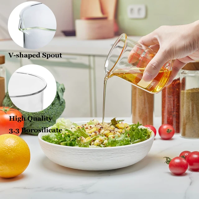 Alt view image 2 of 7 - Ackers Mini Glass Measuring Beaker Set, Borosilicate, 2oz 4oz 8oz Measuring Cups