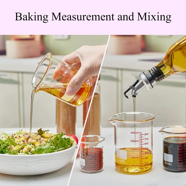 Alt view image 4 of 7 - Ackers Mini Glass Measuring Beaker Set, Borosilicate, 2oz 4oz 8oz Measuring Cups