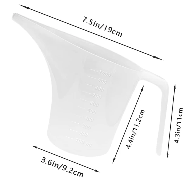 Alt view image 2 of 7 - 4 Pack Plastic Funnel Pitcher,Measuring Cup with Long Spout,Large Capacity Easy Pour Cup,Perfect for Bakeware Mold,Oils,Watering Plants(1000ml)