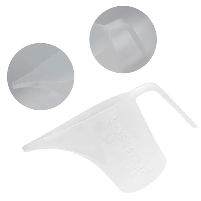 Alt view image 4 of 7 - 4 Pack Plastic Funnel Pitcher,Measuring Cup with Long Spout,Large Capacity Easy Pour Cup,Perfect for Bakeware Mold,Oils,Watering Plants(1000ml)