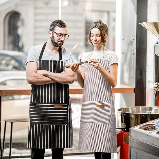 Alt view image 3 of 6 - BeLuyi 2 Pack Adjustable Bib Apron with 2 Pockets Chef Cooking Kitchen Restaurant Aprons for Women Men