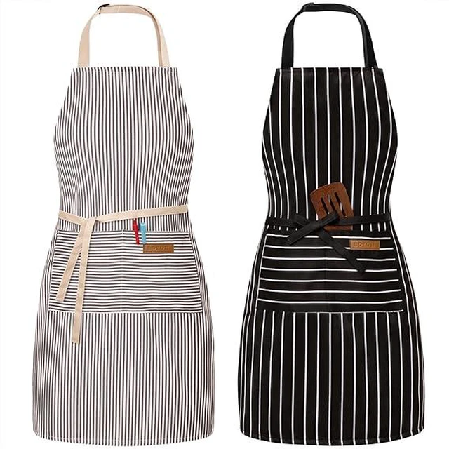 Main image of BeLuyi 2 Pack Adjustable Bib Apron with 2 Pockets Chef Cooking Kitchen Restaurant Aprons for Women Men
