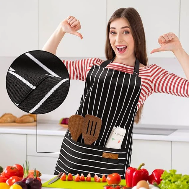 Alt view image 4 of 6 - BeLuyi 2 Pack Adjustable Bib Apron with 2 Pockets Chef Cooking Kitchen Restaurant Aprons for Women Men