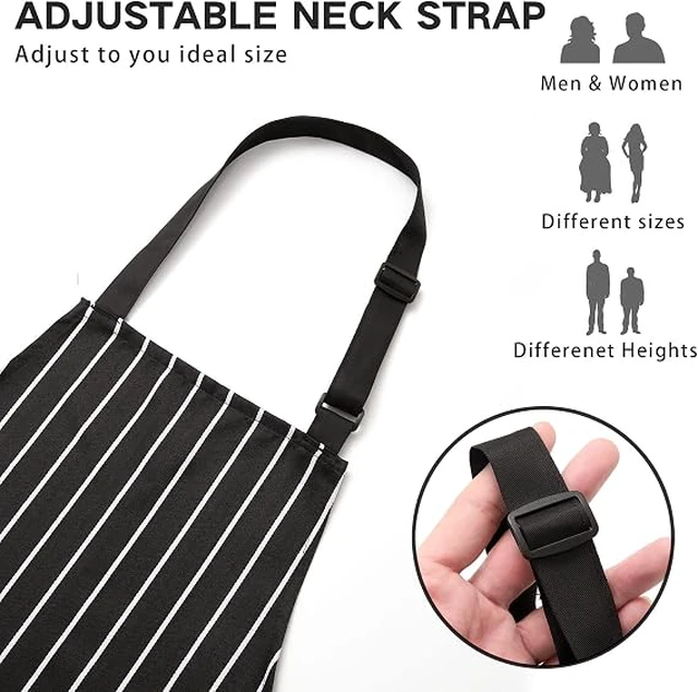 Alt view image 6 of 6 - BeLuyi 2 Pack Adjustable Bib Apron with 2 Pockets Chef Cooking Kitchen Restaurant Aprons for Women Men