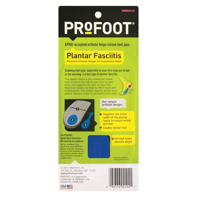 Alt view image 6 of 6 - PROFOOT Plantar Fasciitis Orthotic Insoles for Women (Sizes 6-10) Gel Shoe Inserts for Instant Heel Pain Relief and Arch Support 1 Pair of Heel Pads