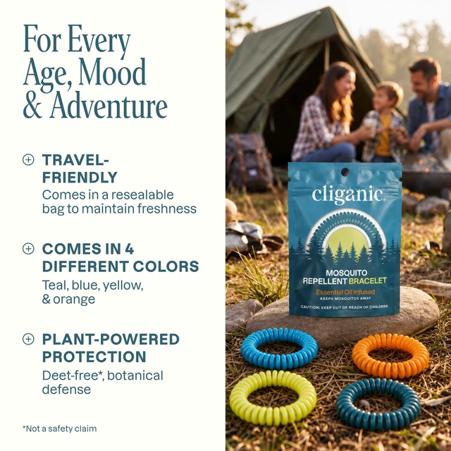Alt view image 2 of 7 - Cliganic Mosquito Repellent Bracelets for Kids & Adults, Natural, 10 Pack