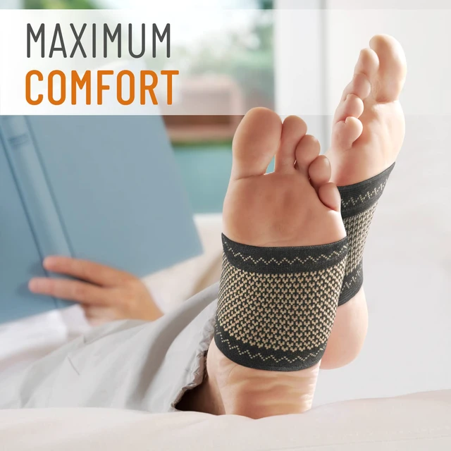 Alt view image 7 of 7 - Copper Arch Support for Plantar Fasciitis. 2 Half Socks/Sleeve Compression Brace for Women and Men. Orthotics Feet Pain Aid Fit for Flat/High/Fallen Arches, Foot Care (Copper)