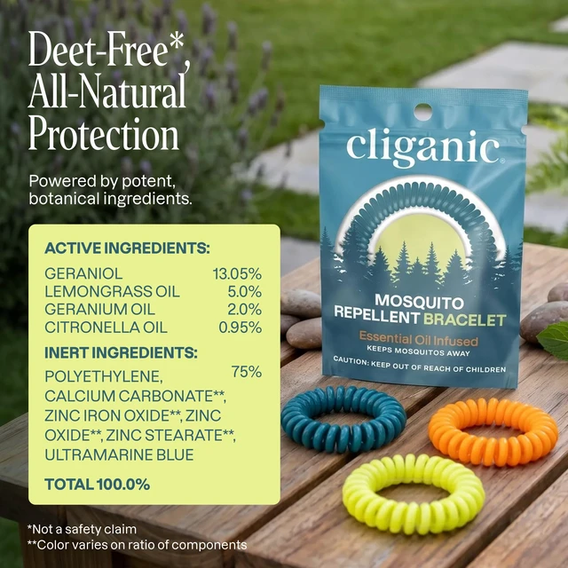 Alt view image 6 of 7 - Cliganic Mosquito Repellent Bracelets for Kids & Adults, Natural, 10 Pack