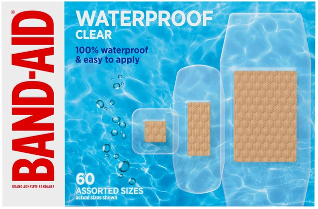 Main image of BAND-AID Brand Clear Waterproof Adhesive Bandages, Assorted Sizes, 60 Count