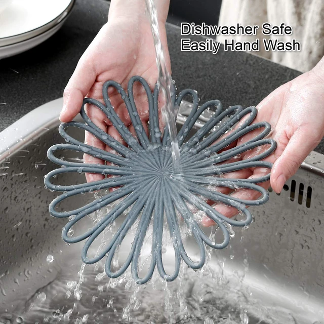 Alt view image 5 of 5 - Set of 3 Silicone Trivet Mat - Non-Slip & Heat Resistant Modern Kitchen Hot Pads for Table & Countertop - Trivet for Hot Dishes, Turquoise