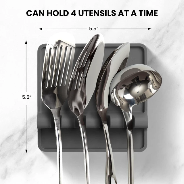 Alt view image 2 of 7 - Zulay Kitchen Spoon Rest for Multiple Utensils High Heat-Resistant Silicone Drip Pad, BPA-Free Spoon Holder for Stove Top, Kitchen Gadget Holder for Ladles, Tongs, Cooking Spatula - Makes Great Gift