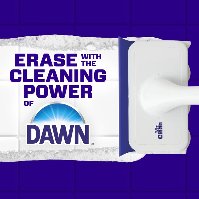 Alt view image 7 of 7 - Mr. Clean Magic Eraser Shower & Tub Scrubber, Bathroom Cleaner, All in One Bathroom Cleaner, Lemon Starter Kit, 1 Scrubber & 2 Foaming Magic Erasers