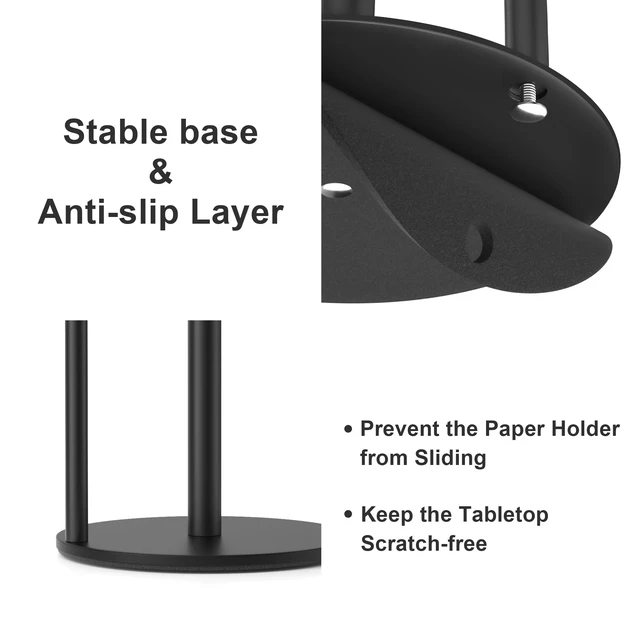 Alt view image 4 of 6 - Paper Towel Holder Black Stainless Steel Kitchen Countertop Roll Organizer