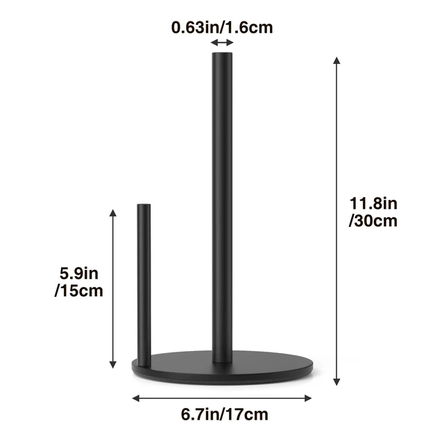 Alt view image 5 of 6 - Paper Towel Holder Black Stainless Steel Kitchen Countertop Roll Organizer