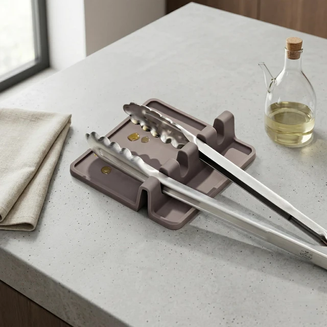Alt view image 7 of 7 - Zulay Kitchen Spoon Rest for Multiple Utensils High Heat-Resistant Silicone Drip Pad, BPA-Free Spoon Holder for Stove Top, Kitchen Gadget Holder for Ladles, Tongs, Cooking Spatula - Makes Great Gift