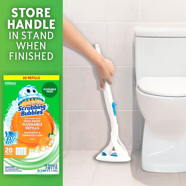 Alt view image 6 of 7 - Scrubbing Bubbles Flushable Toilet Wand Refills, Fresh Brush Toilet Cleaner Refill Pads, Cleans Limescale & Fights Odors, Citrus Scent, 20 Count, Pack of 1