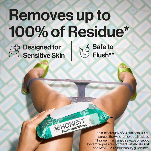 Alt view image 2 of 7 - The Honest Company Flushable Wipes, Hypoallergenic, Tropical Leaves, 126ct