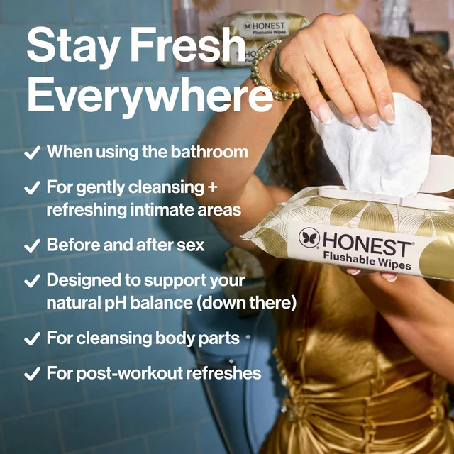 Alt view image 5 of 7 - The Honest Company Flushable Wipes, Hypoallergenic, Tropical Leaves, 126ct