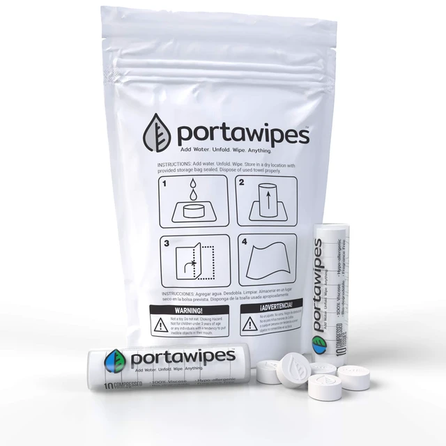 Alt view image 2 of 7 - Portawipes Coin Tissues | 100 Pack with 2 Carrying Cases | Toilet Paper Tablets | Compressed Towels | Expandable Wipes | Soft & Odor Free