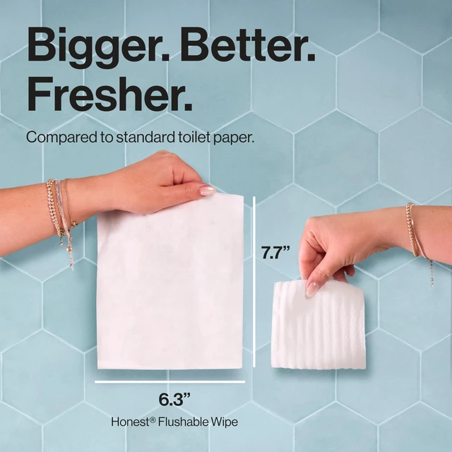 Alt view image 7 of 7 - The Honest Company Flushable Wipes, Hypoallergenic, Tropical Leaves, 126ct