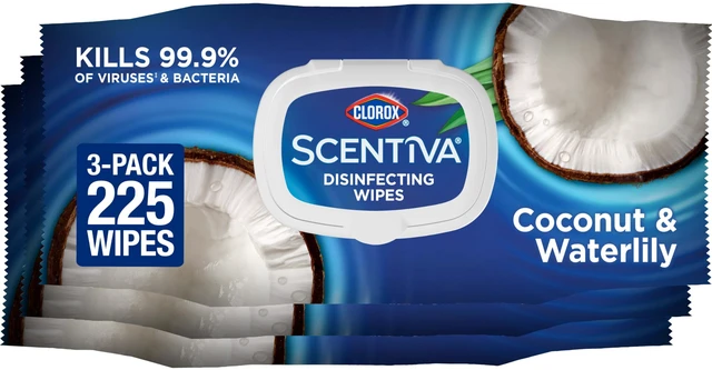 Main image of Clorox Scentiva Disinfecting Wipes, Coconut and Waterlily, 75 Ct., 3 Pack