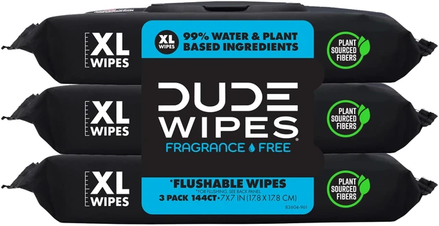 Main image of DUDE Wipes Unscented Adult Flushable Wet Wipes, Sensitive Skin, 144 Count