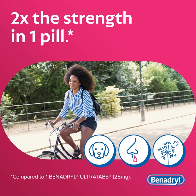 Alt view image 2 of 7 - Benadryl Extra Strength Allergy Tablets, 50 mg Diphenhydramine HCl, 24 Ct