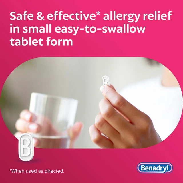 Alt view image 3 of 7 - Benadryl Extra Strength Allergy Tablets, 50 mg Diphenhydramine HCl, 24 Ct