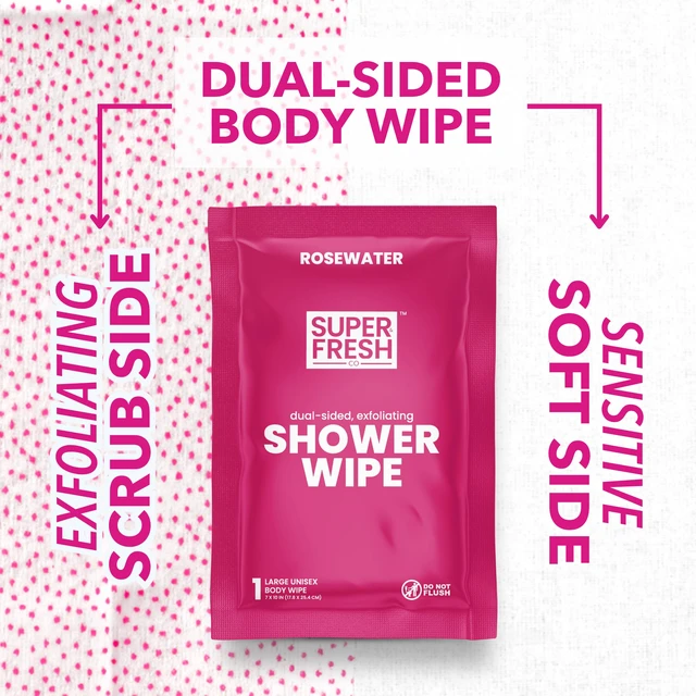 Alt view image 3 of 7 - Super Fresh Shower Body Wipes, Rosewater, No Rinse, Travel and Gym, 10 Pack