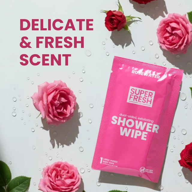 Alt view image 5 of 7 - Super Fresh Shower Body Wipes, Rosewater, No Rinse, Travel and Gym, 10 Pack