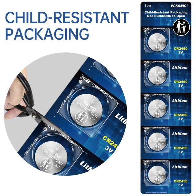 Alt view image 3 of 5 - PGSONIC 20 Pack CR2450 3V Lithium Coin Battery