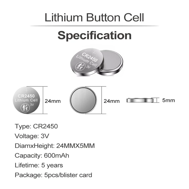 Alt view image 4 of 5 - PGSONIC 20 Pack CR2450 3V Lithium Coin Battery