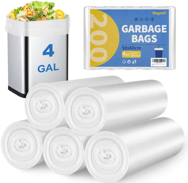 Main image of Small Trash Bags, Magesh 4 Gallon Trash Bag/Small Garbage Bags, Strong Wastebasket Liners for Bathroom Bedroom Office Trash Can, Clear 200 Counts
