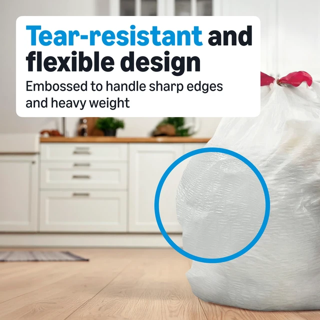 Alt view image 3 of 6 - Amazon Basics Ultra-Force Tall Kitchen Drawstring Trash Bags, Classic Clean Scented, 13 Gallon, 80 Count, Pack of 1, Packaging May Vary
