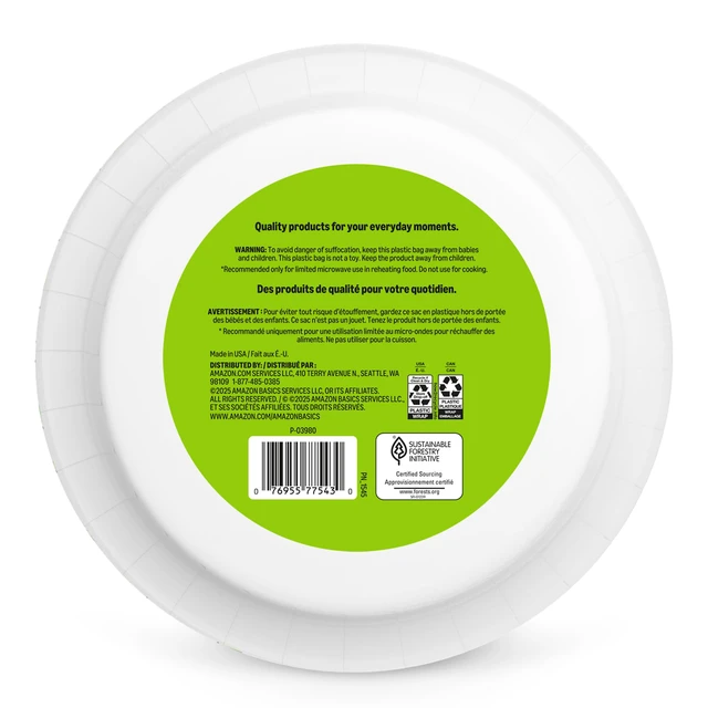 Alt view image 6 of 6 - Amazon Basics Everyday Paper Plates, 10 Inch, Disposable, 100 Count, Packaging May Vary