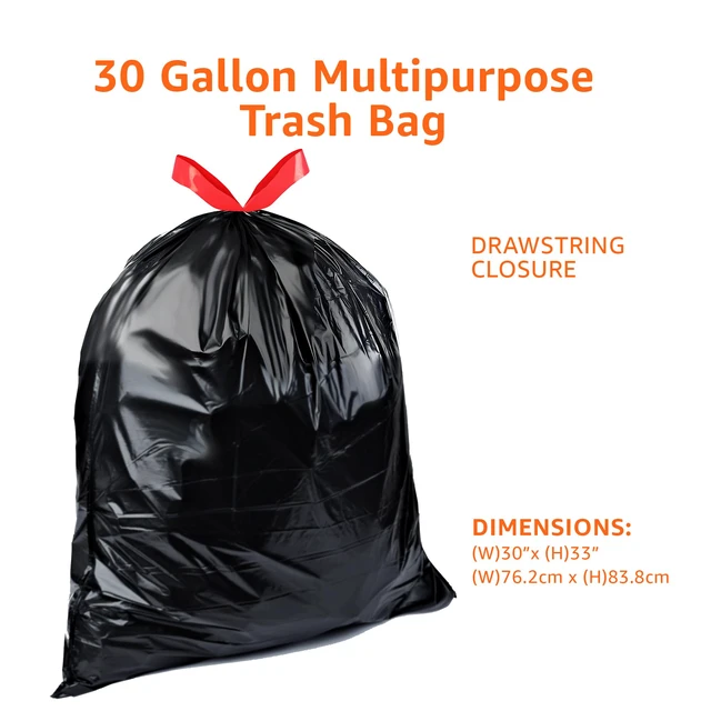 Alt view image 3 of 5 - Amazon Basics Multipurpose Drawstring Trash Bags, 30 Gallon Capacity, Tear Resistant, 50 Count (Previously Solimo)