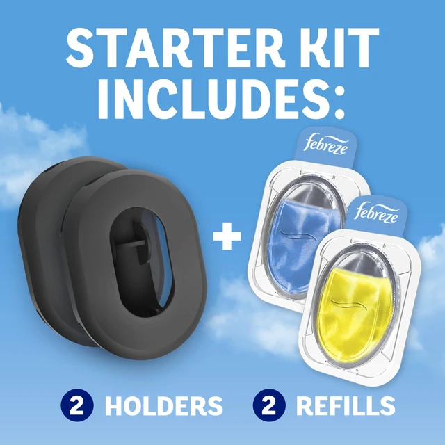 Alt view image 4 of 7 - Febreze Odor Fighter, Can Air Freshener, Stick-On Deodorizer for Garbage Cans, Diaper Pails, Works with Scented Bags, Fresh Lemon and Linen & Sky Scents, 2 Holders + 2 Refills