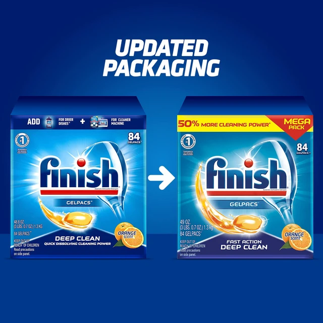 Alt view image 5 of 5 - Finish Gelpacs Dishwasher Pods, Dish Detergent, Orange Scent, 84ct