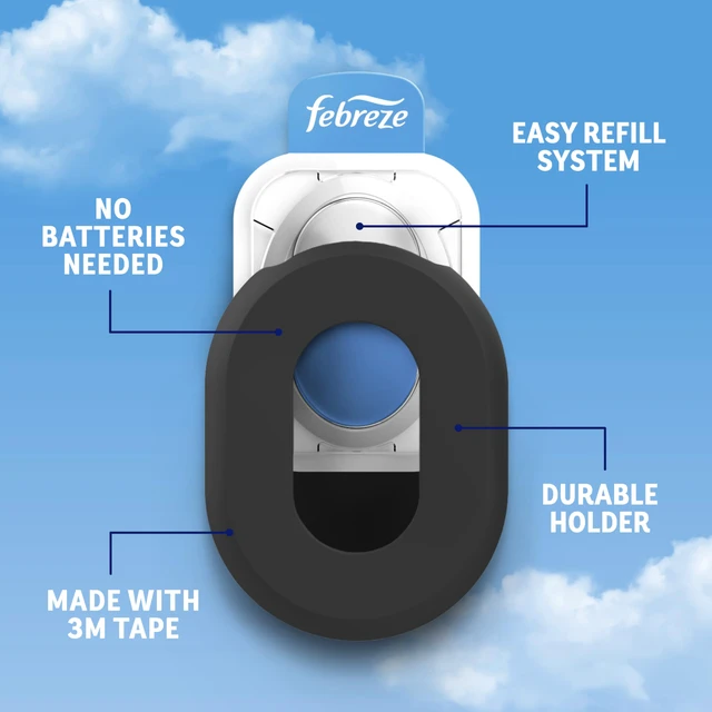 Alt view image 6 of 7 - Febreze Odor Fighter, Can Air Freshener, Stick-On Deodorizer for Garbage Cans, Diaper Pails, Works with Scented Bags, Fresh Lemon and Linen & Sky Scents, 2 Holders + 2 Refills