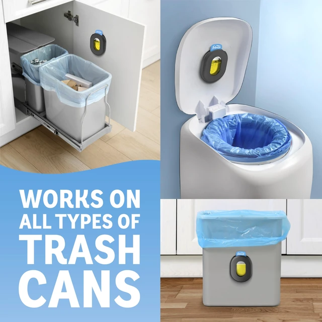 Alt view image 7 of 7 - Febreze Odor Fighter, Can Air Freshener, Stick-On Deodorizer for Garbage Cans, Diaper Pails, Works with Scented Bags, Fresh Lemon and Linen & Sky Scents, 2 Holders + 2 Refills