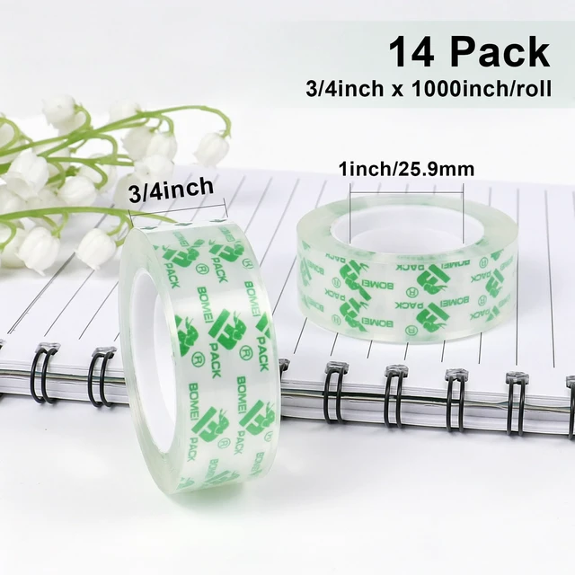 Alt view image 2 of 7 - BOMEI PACK 14Rolls Crystal Clear Tape, Transparent Tape Refills for Dispenser, Crafters Tape for Gift Wrapping, Home, School Office Supplies, 3/4Inch x 1000 inch