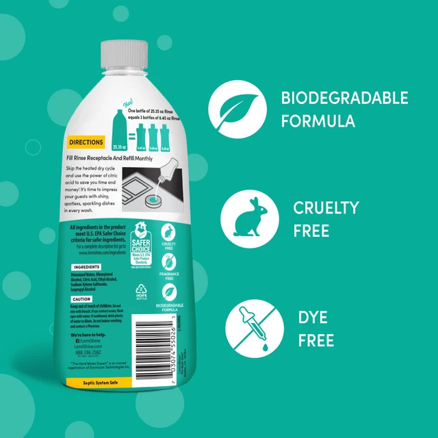 Alt view image 6 of 7 - Lemi Shine Shine and Dry Natural Dishwasher Rinse Aid - 25.35 fl oz