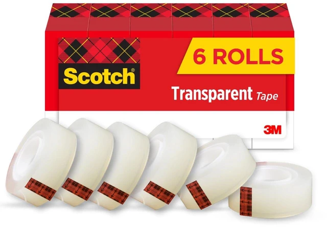 Main image of Scotch Transparent Tape, 1 Inch Core, 3/4 in x 1296 in, 6 Rolls, Clear